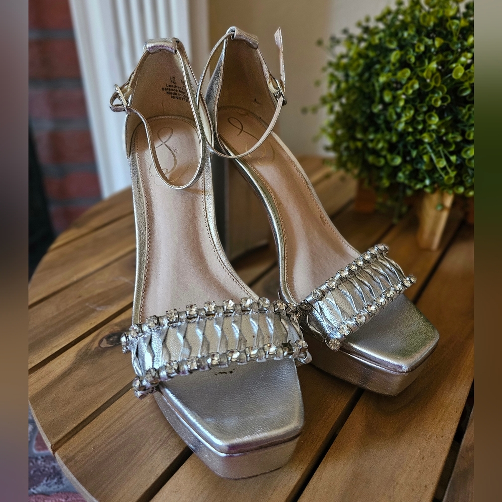 Sam Edelman Metallic Silver Platform Heels